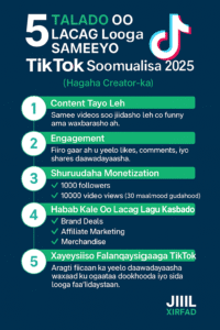 TikTok Soomaaliya 2025 – Lacag Looga Sameeyo